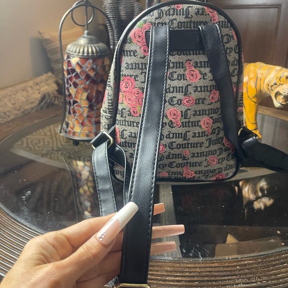 Juicy Couture Black Rose Floral Wordplay Mini Backpack - Picture 6 of 10